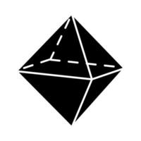 ícone de glifo de octaedro. pirâmide dupla. figura dimensional geométrica. modelo de corte com lados triangulares. forma abstrata. forma isométrica. símbolo da silhueta. espaço negativo. ilustração isolada do vetor