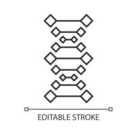 ícone linear de cadeias de DNA. desoxirribonucléico, hélice de ácido nucléico. biologia molecular. Código genético. genética. ilustração de linha fina. símbolo de contorno. desenho de contorno isolado do vetor. curso editável vetor