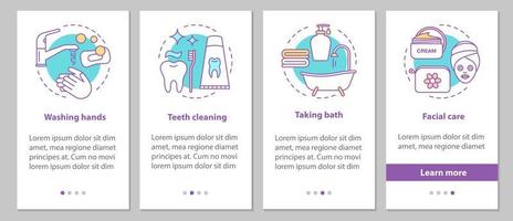 tela da página do aplicativo móvel de integração de higiene com conceitos lineares vetor
