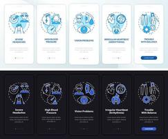 Sintomas de hipertensão na tela da página do aplicativo móvel vetor