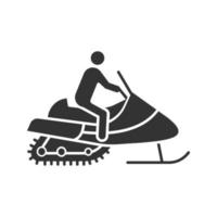 homem dirigindo ícone de glifo de moto de neve vetor