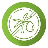 ícone de glifo de sombra longa de design plano verde livre de óleo de palma. alimentos orgânicos sem gorduras saturadas. ingrediente livre do produto. dieta nutritiva, hábitos alimentares saudáveis. ilustração da silhueta do vetor