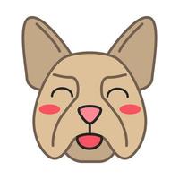 Buldogue francês bonito personagem de vetor kawaii