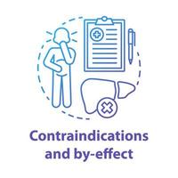 contra-indicações e, por efeito, ícone do conceito de gradiente azul. ilustração de linha fina de ideia de dieta ceto. terapia cetogênica. aviso de tratamento. sintomas colaterais. desenho de contorno isolado de vetor