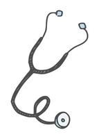 estetoscópio médico ferramenta medicina desenho doodle vetor
