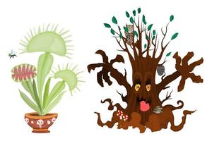 ilustração da festa de halloween de plantas perigosas - novo vetor