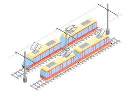 ferrovia transporte público da cidade bondes novo isométrico vetor