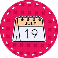 19 do Julho linha preenchidas adesivo ícone vetor
