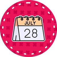 28º do Julho linha preenchidas adesivo ícone vetor