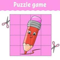 jogo de puzzle para crianças. planilha de desenvolvimento educacional. de volta à escola. página de atividades de cores. para criança. enigma para a pré-escola. ilustração vetorial isolada no estilo cartoon. vetor