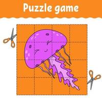 jogo de puzzle para crianças. planilha de desenvolvimento de educação. jogo de aprendizagem para crianças. página de atividades de cores. para criança. enigma para a pré-escola. ilustração vetorial isolada no estilo cartoon. vetor