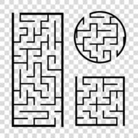 um conjunto de labirintos. jogo para crianças. quebra-cabeça para crianças. enigma do labirinto. encontre o caminho certo. ilustração em vetor plana isolada simples.