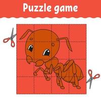 jogo de puzzle para crianças. planilha de desenvolvimento de educação. jogo de aprendizagem para crianças. página de atividades de cores. para criança. enigma para a pré-escola. ilustração vetorial isolada no estilo cartoon. vetor