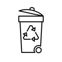 recipiente em branco fundo. silhueta do bin para lixo. reciclando desperdício lixo pode com seta vetor