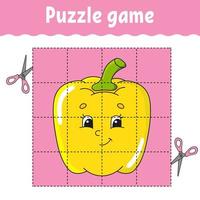 jogo de puzzle para crianças. planilha de desenvolvimento de educação. jogo de aprendizagem para crianças. página de atividades. para criança. enigma para a pré-escola. ilustração em vetor plana simples simples no estilo bonito dos desenhos animados.