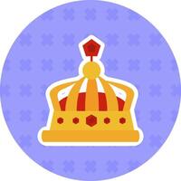 coroa plano adesivo ícone vetor