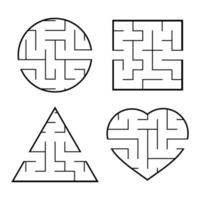 um conjunto de labirintos. jogo para crianças. quebra-cabeça para crianças. enigma do labirinto. encontre o caminho certo. ilustração em vetor plana isolada simples.