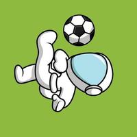 Fofo astronauta sommer sault com ilustração de bola de futebol vetor