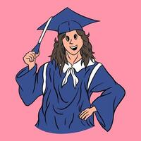 minimalista mão desenhado ilustração do graduação menina vetor
