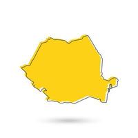 ilustração em vetor do mapa amarelo da Romênia em fundo branco