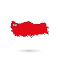 ilustração vetorial do mapa vermelho da Turquia em fundo branco vetor