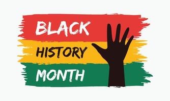 a comemorar Preto história mês ilustração Projeto com vermelho, amarelo, verde cor misturar conceito do africano americano história mês bandeira símbolo. Preto mão indica a contribuição do Preto comunidades. vetor