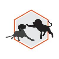hexágono cachorro logotipo e símbolo elemento ilustração vetor em branco e cinzento fundo