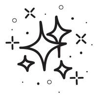 doodle conjunto de ícone de brilho de estrelas vetoriais, ícone de superfície limpa. estrelas de efeito de luz brilhante e explosão brilhante. isolado no fundo branco. ilustração vetorial vetor