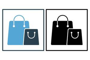 compras saco ícone. ícone relacionado para compras e varejo áreas. sólido ícone estilo. elemento ilustração vetor
