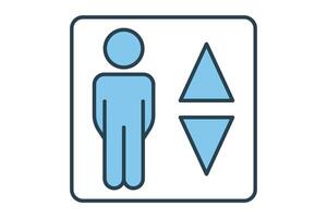 elevador ícone. ícone relacionado para interior navegação dentro público espaços. plano linha ícone estilo. elemento ilustração vetor