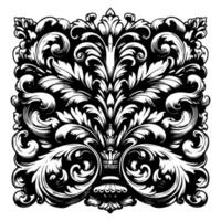 ai gerado mão desenhado Preto linha vintage esculpido caligráfico redemoinhos, Distintivos. cantos decorativo ornamentado floresce elementos fronteira quadro, Armação vetor