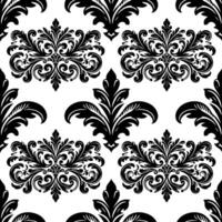 damasco tecido têxtil desatado padronizar luxo decorativo ornamental floral divisor Preto linha vintage decoração elemento branco fundo. cortina, tapete, papel de parede, roupas, invólucro, têxtil vetor