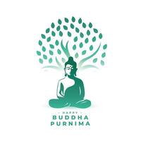 devocional Buda purnima fundo uma monge debaixo árvore vetor
