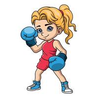 fofa pequeno menina desenho animado boxe vetor