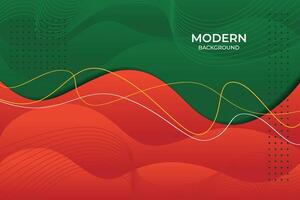 moderno verde e vermelho fluido gradiente fundo com cheio de curvas formas livre vetor