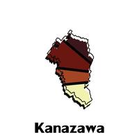 mapa do Kanazawa vetor Projeto modelo, nacional fronteiras e importante cidades ilustração