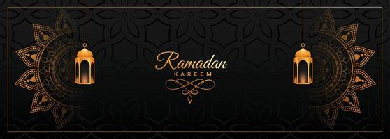 decorativo Ramadã kareem bandeira com mandala arte vetor