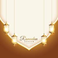 lindo islâmico Ramadã kareem cartão com lanternas decoração vetor