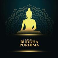 elegante feliz Buda purnima fundo com brilhante luz efeito vetor