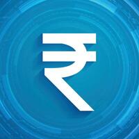 indiano digital rupia símbolo em azul fundo vetor