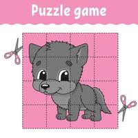 jogo de puzzle para crianças. planilha de desenvolvimento de educação. jogo de aprendizagem para crianças. página de atividades de cores. para criança. enigma para a pré-escola. ilustração vetorial isolada no estilo cartoon. vetor