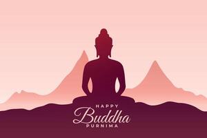 feliz Buda purnima cumprimento fundo para meditação e devoção vetor