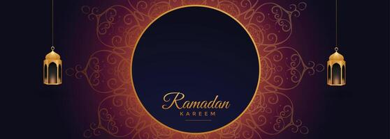 Ramadã kareem religioso bandeira com texto espaço vetor