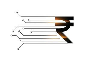 brilhante indiano rupia placa dentro digital tecnologia conceito vetor
