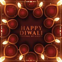 realista feliz diwali diya decoração fundo vetor