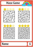 labirinto quadrado. jogo para crianças. quebra-cabeça para crianças. enigma do labirinto. ilustração do vetor de cor. encontre o caminho certo. o desenvolvimento do pensamento lógico e espacial.