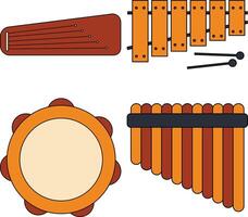 musical instrumentos ícone definir. isolado em branco fundo vetor