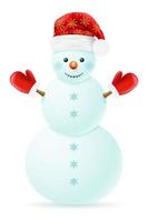 boneco de neve de natal feito de grandes bolas de neve com cocar ilustração vetorial isolada no fundo branco vetor