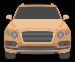 frente Visão vetor ilustração do isolado realçar cor carro em Preto fundo, veículo dentro uma plano desenho animado estilo.