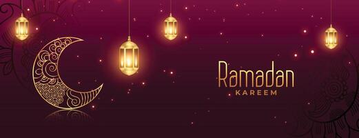 Ramadã kareem islâmico celebração bandeira Projeto vetor